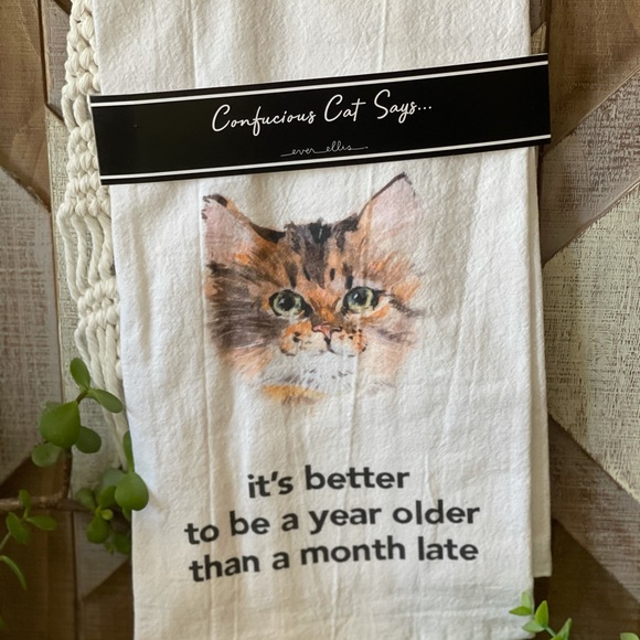 Funny Birthday Farmhouse Cat Tea Towel - Picture 2 of 3